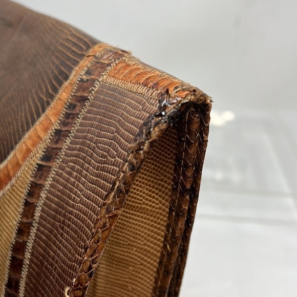 Carlos Falchi Mixed Exotic Snakeskin, Lizard, Ostrich Snap Envelope Clutch Bag - Picture 10 of 12